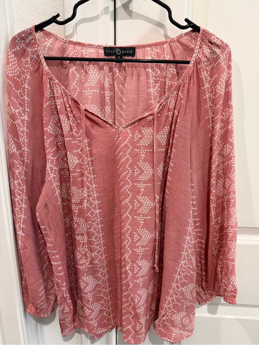 Fred David Rose-Pink Printed V-Neck Tunic